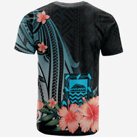 Tuvalu Custom T Shirt Turquoise Polynesian Hibiscus Pattern Style - Polynesian Pride
