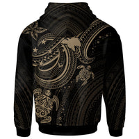 Papua New Guinea Custom Zip up Hoodie Gold Turtle - Polynesian Pride