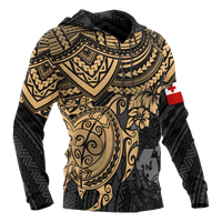 Tonga Polynesian Hoodie Golden Turtle - Polynesian Pride