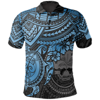 Federated States of Micronesia Polo Shirt Federated States of Micronesia Flag Seal Blue Turtle Hiciscus Unisex BLUE - Polynesian Pride