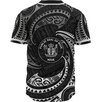 Niue Polynesian Baseball Shirt - White Tribal Wave - Polynesian Pride