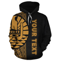 Tahiti (French Polynesia) Custom Polynesian Hoodie Yellow Line - Polynesian Pride