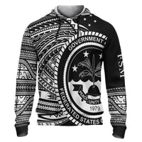 Federated States of Micronesia Hoodie Micronesia White Patterns With Coat of Arms Unisex Black - Polynesian Pride
