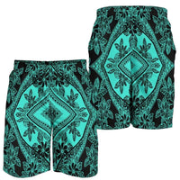 Polynesian Plumeria Mix Turquoise Black Men's Short Turquoise - Polynesian Pride