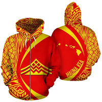 Hawaii Mauna Kea Polynesian Zipper Hoodie Circle Style Unisex Art - Polynesian Pride