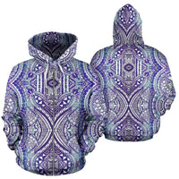Polynesian Zip up Hoodie Tribal 02 Unisex Violet - Polynesian Pride