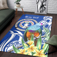 (Custom Personalised) Northern Mariana Islands Area Rug Mariana Fruit Dove Mix Frangipani Flowers Blue LT13 - Polynesian Pride