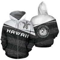 Hawaii Turtle Polynesian Zip up Hoodie Vivian Style Unisex White - Polynesian Pride