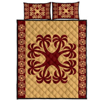 Hawaiian Quilt Pattern Coconut Love Quilt Bed Set Gold - Polynesian Pride