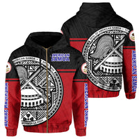 hawaiiZip Hoodie American Samoa Unisex Red - Polynesian Pride