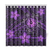Hawaii Mix Polynesian Turtle Plumeria Shower Curtain - AH - Nick Style - Purple - Polynesian Pride