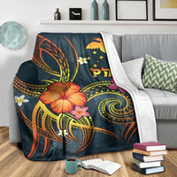 Papua New Guinea Polynesian Premium Blanket - Legend of Papua New Guinea (Blue) - Polynesian Pride