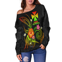 Wallis and Futuna Polynesian Women's Off Shoulder Sweater - Legend of Wallis and Futuna (Reggae) - Polynesian Pride