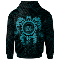 Hawaii Polynesian Custom Zip up Hoodie Vintage Polynesian Turtle (Turquoise) - Polynesian Pride