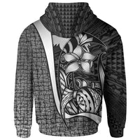 Papua New Guinea Polynesian Zip up Hoodie White Turtle with Hook - Polynesian Pride