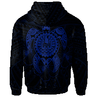 Tahiti Polynesian Custom Zip up Hoodie Vintage Polynesian Turtle(Blue) - Polynesian Pride