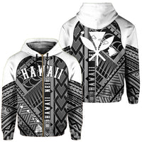 Hawaii Nei Hoodie Zip up Polynesian White Unisex Blue - Polynesian Pride