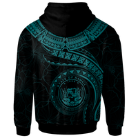 Polynesian Hawaii Zip up Hoodie Hawaiian Waves (Turquoise) - Polynesian Pride