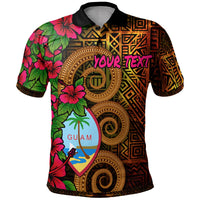 Guam Polynesian Custom Polo Shirt Hibiscus Vintage Unisex Orange - Polynesian Pride