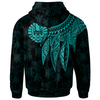 Tahiti Custom Zip up Hoodie Polynesian Wings (Turquoise) - Polynesian Pride