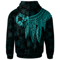 Tonga Custom Zip up Hoodie Polynesian Wings (Turquoise) - Polynesian Pride