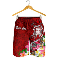 Fiji Custom Personalised Men's Shorts - Turtle Plumeria (Red) - Polynesian Pride
