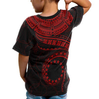 Cook Islands Custom T Shirt Polynesian Waves (Red) - Polynesian Pride