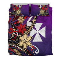 Wallis and Futuna Bedding Set - Tribal Flower With Special Turtles Purple Color - Polynesian Pride