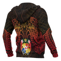 Tonga Polynesian Hoodie Red Manta Ray - Polynesian Pride