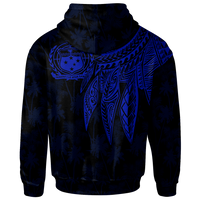 Samoa Custom Zip up Hoodie Polynesian Wings (Blue) - Polynesian Pride