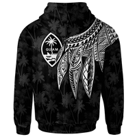 Guam Zip up Hoodie Polynesian Wings (White) - Polynesian Pride