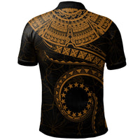 Cook Islands Polynesian Custom Polo Shirt Kuki Airani Waves (Golden) - Polynesian Pride