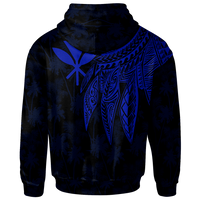 Polynesian Hawaii Kanaka Maoli Zip up Hoodie Polynesian Wings (Blue) - Polynesian Pride