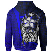 Fiji Polynesian Zip up Hoodie Blue Turtle with Hook - Polynesian Pride