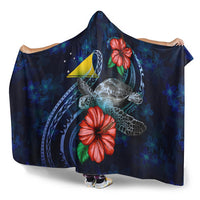 Tokelau Polynesian Hooded Blanket - Blue Turtle Hibiscus - Polynesian Pride