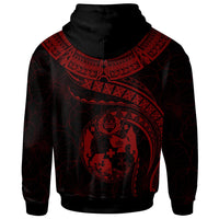 Tonga Polynesian Custom Hoodie Tonga Waves (Red) - Polynesian Pride