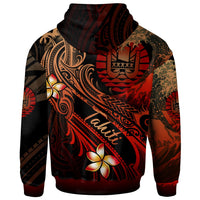 Tahiti Polynesian Hoodie Plumeria Flowers and Waves - Polynesian Pride