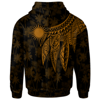 Marshall Islands Custom Zip up Hoodie Polynesian Wings (Golden) - Polynesian Pride