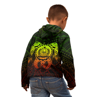 Tahiti Polynesian Custom Zip up Hoodie Vintage Polynesian Turtle (Reggae) - Polynesian Pride