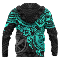 Polynesian Hawaii Hoodie Turquoise Turtle - Polynesian Pride