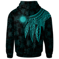 Marshall Islands Custom Zip up Hoodie Polynesian Wings (Turquoise) - Polynesian Pride