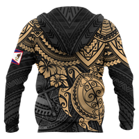 American Samoa Polynesian Hoodie (Zip up) Gold Turtle - Polynesian Pride