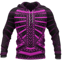 Polynesian Tattoo All Over Hoodie Pink Unisex Pink - Polynesian Pride