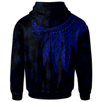 Tuvalu Zip up Hoodie Polynesian Wings (Blue) - Polynesian Pride