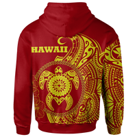 Hawaii Polynesian Zip up Hoodie Vintage Polynesian Turtle (Red) - Polynesian Pride