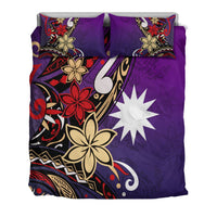 Nauru Bedding Set - Tribal Flower With Special Turtles Purple Color - Polynesian Pride