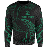 Vanuatu Polynesian Custom Personalised Sweater - Green Tribal Wave Unisex Green - Polynesian Pride