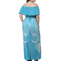Cook Islands Mauke Off Shoulder Long Dress - Tribal Pattern - LT12 - Polynesian Pride