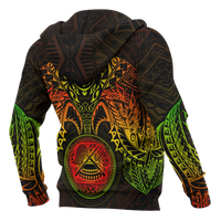 American Samoa Polynesian Zip up Hoodie Reggae Turtle Manta Ray - Polynesian Pride