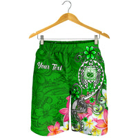 Samoa Custom Personalised Men's Shorts - Turtle Plumeria (Green) - Polynesian Pride